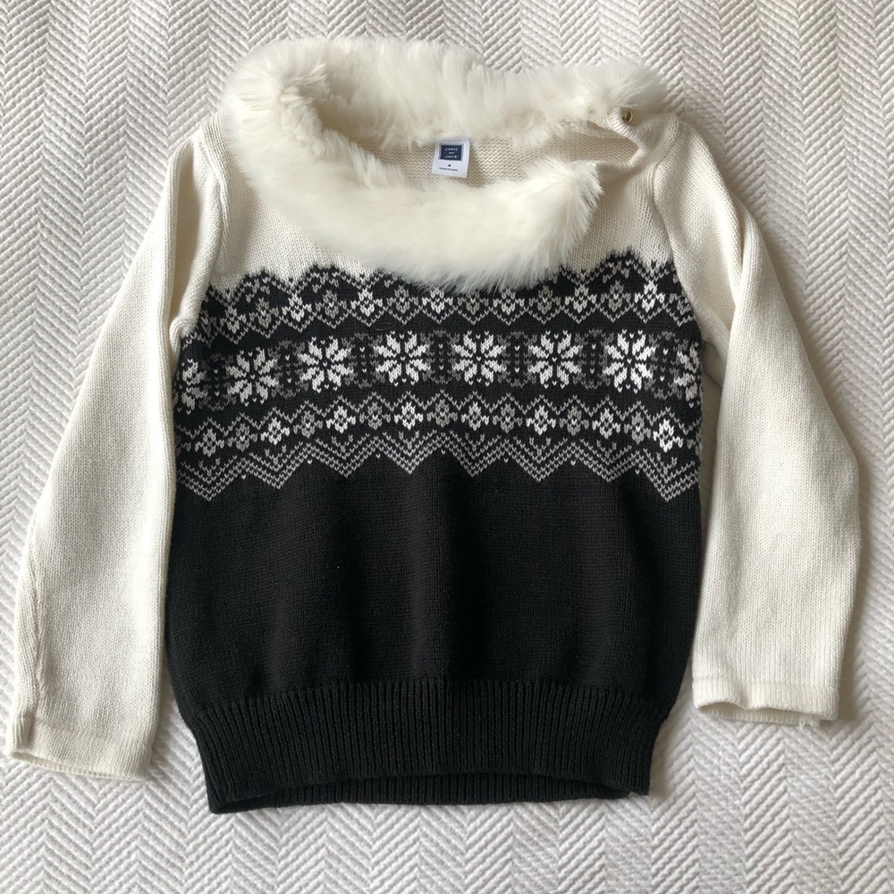 Janie and  Jack holiday sweater with fur collar
